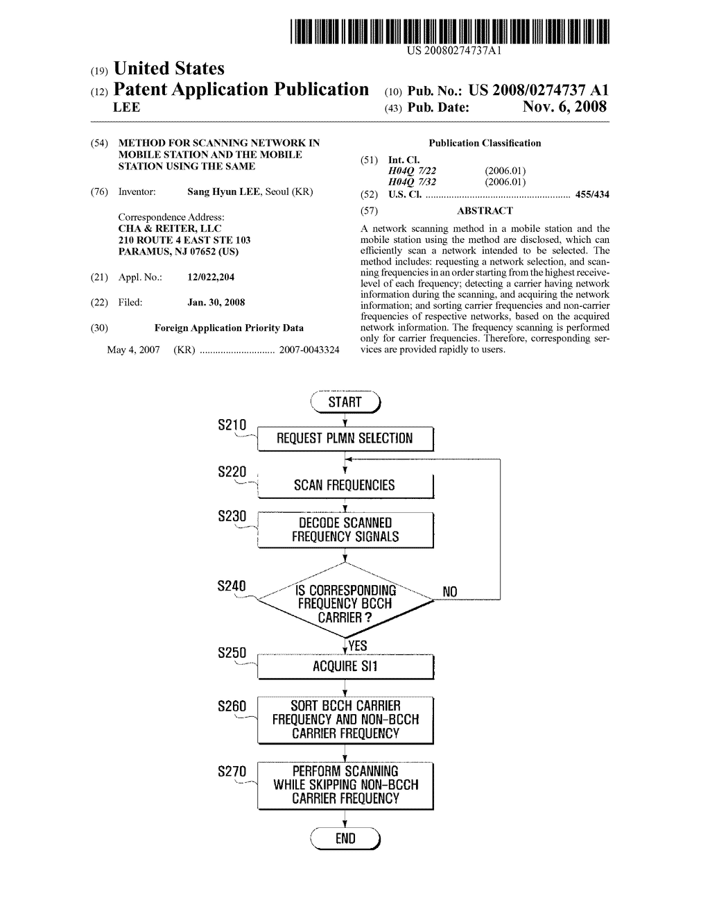 METHOD FOR SCANNING NETWORK IN MOBILE STATION AND THE MOBILE STATION USING THE SAME - diagram, schematic, and image 01