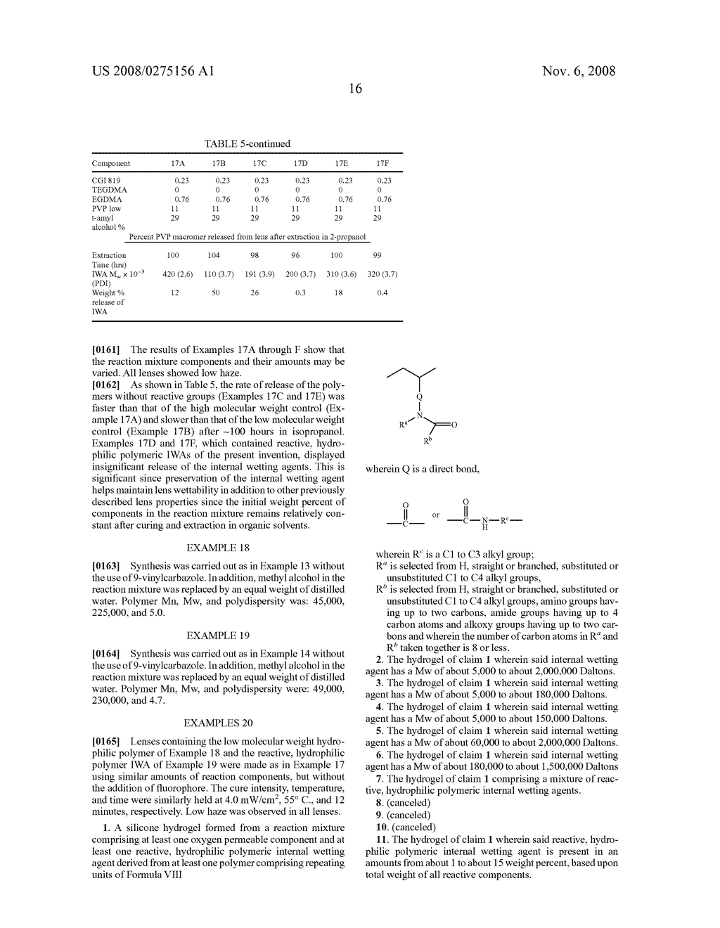 WETTABLE HYDROGELS COMPRISING REACTIVE, HYDROPHILIC, POLYMERIC INTERNAL WETTING AGENTS - diagram, schematic, and image 19