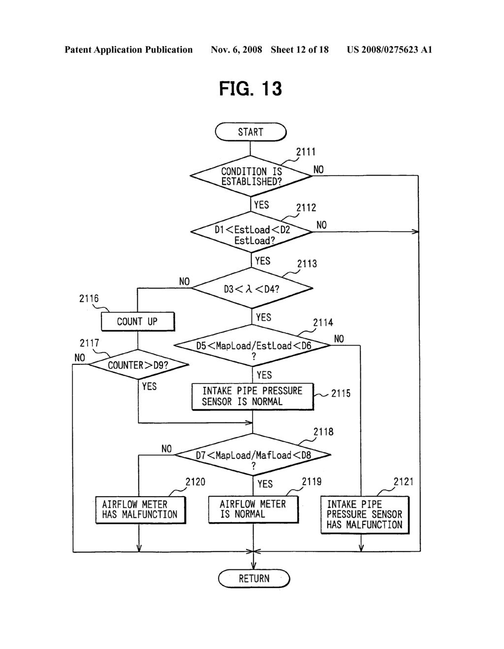 Air-fuel ratio controller for an internal combustion engine and diagnosis apparatus for intake sensors - diagram, schematic, and image 13