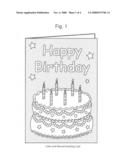 Greeting card that is colored or decorated and has a recording and playback device built into the card diagram and image