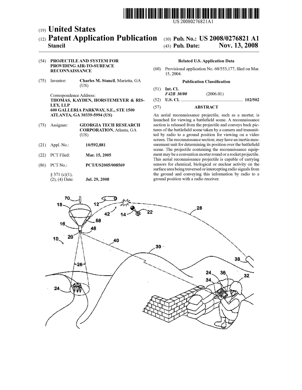 Projectile and System for Providing Air-to-Surface Reconnaissance - diagram, schematic, and image 01