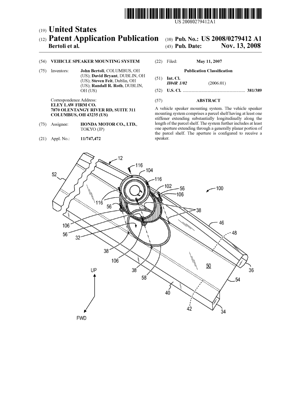 VEHICLE SPEAKER MOUNTING SYSTEM - diagram, schematic, and image 01