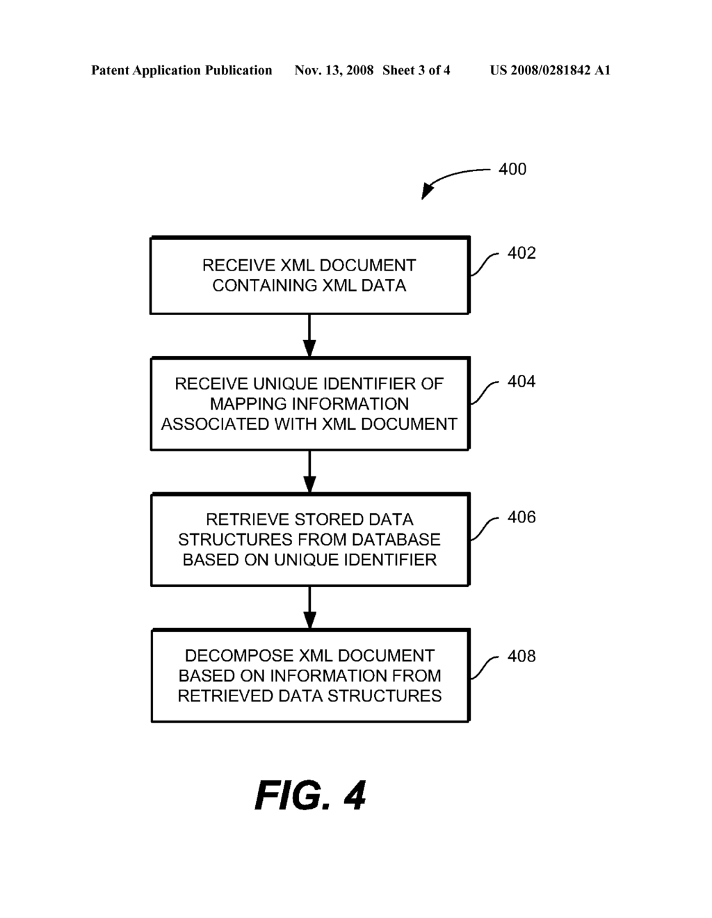 APPARATUS AND METHOD FOR PRE-PROCESSING MAPPING INFORMATION FOR EFFICIENT DECOMPOSITION OF XML DOCUMENTS - diagram, schematic, and image 04