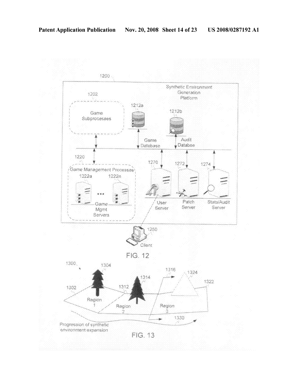 Distributed network architecture for introducing dynamic content into a synthetic environment - diagram, schematic, and image 15