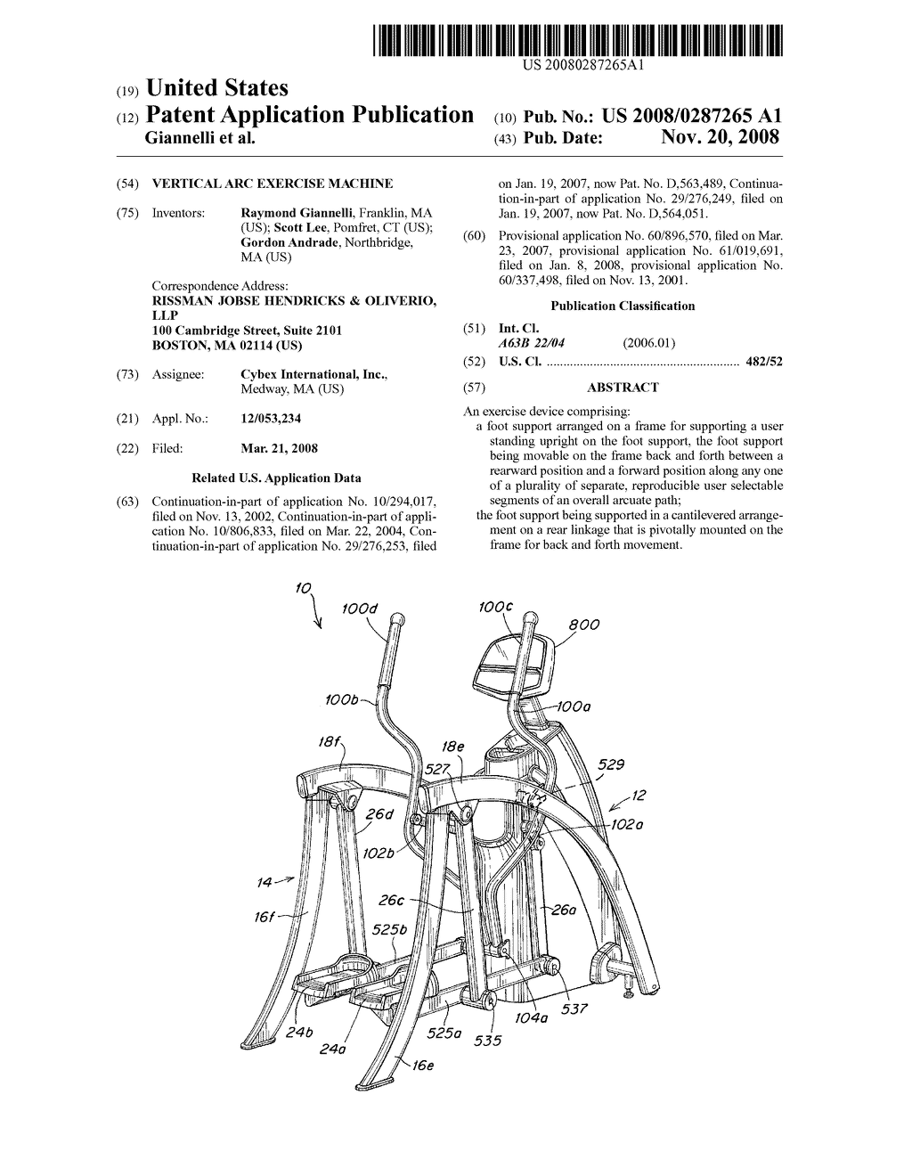 VERTICAL ARC EXERCISE MACHINE - diagram, schematic, and image 01