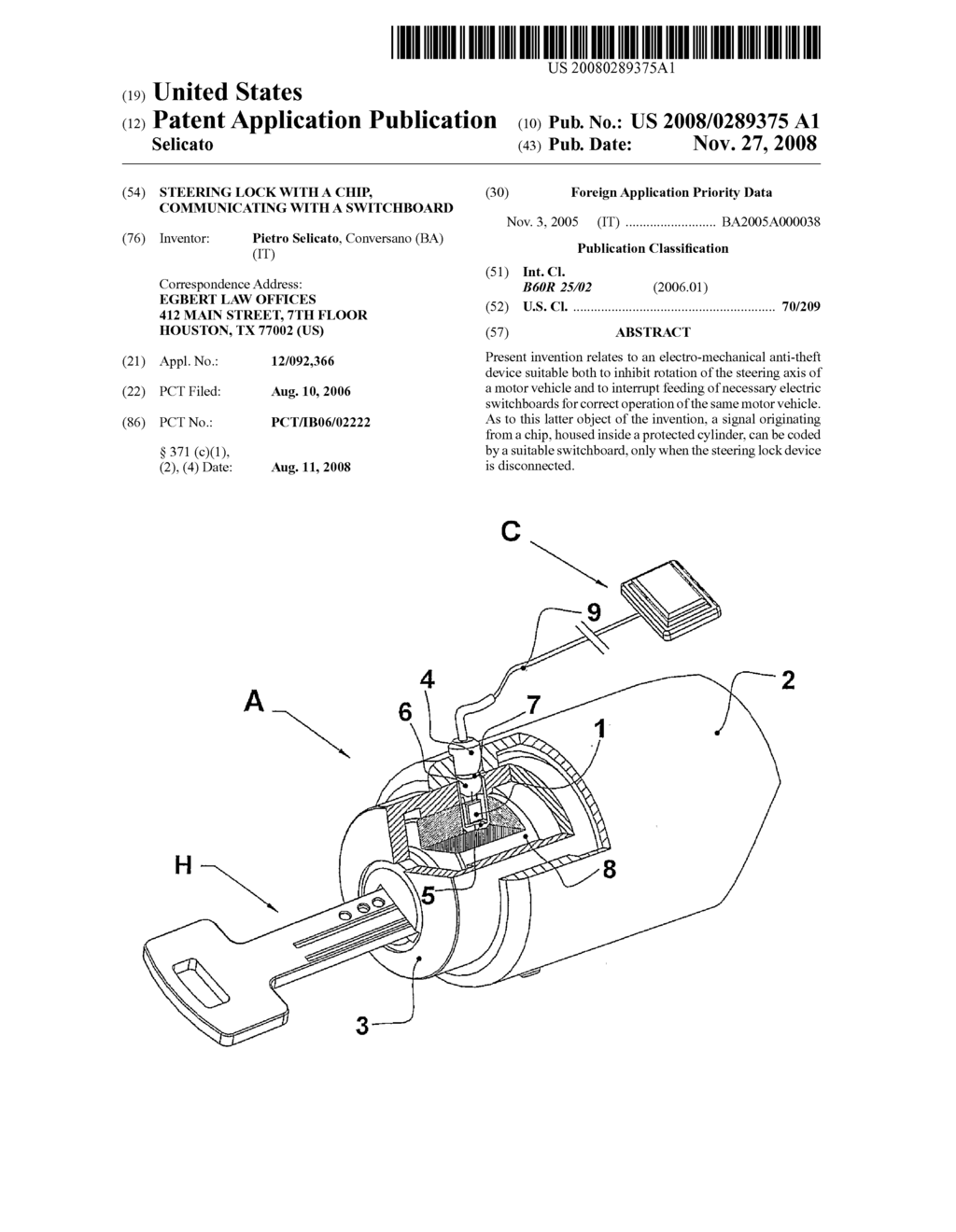 Steering Lock with a Chip, Communicating with a Switchboard - diagram, schematic, and image 01