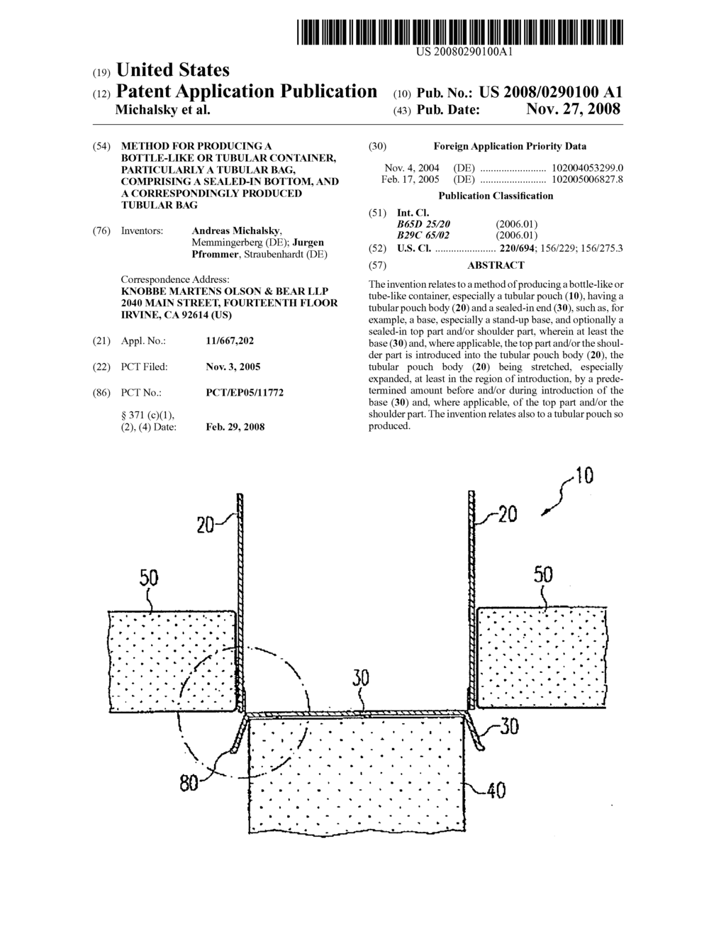 Method for Producing a Bottle-Like or Tubular Container, Particularly a Tubular Bag, Comprising a Sealed-in Bottom, and a Correspondingly Produced Tubular Bag - diagram, schematic, and image 01