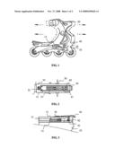 Roller skates with adjustable horizontal dimension diagram and image