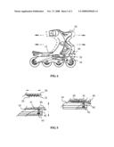 Roller skates with adjustable horizontal dimension diagram and image