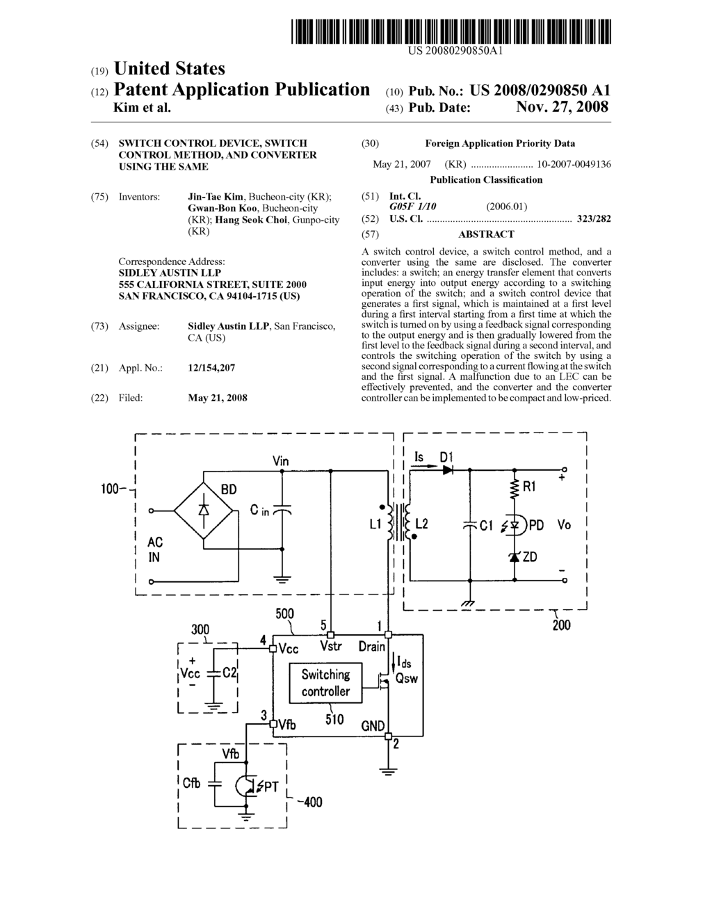 Switch control device, switch control method, and converter using the same - diagram, schematic, and image 01