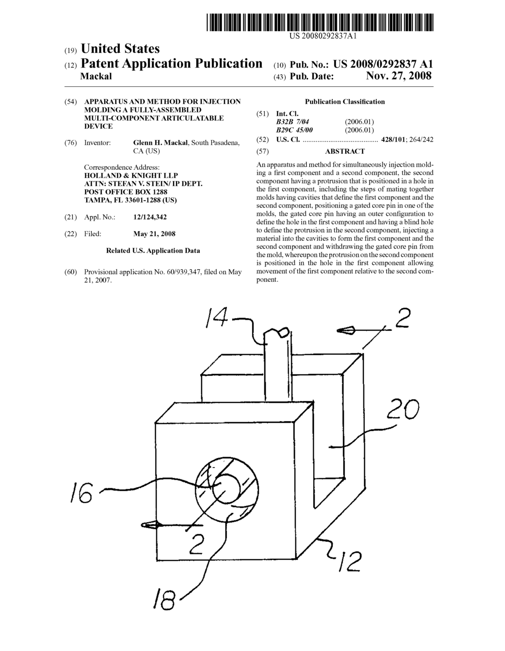 Apparatus and Method for Injection Molding a Fully-Assembled Multi-Component Articulatable Device - diagram, schematic, and image 01