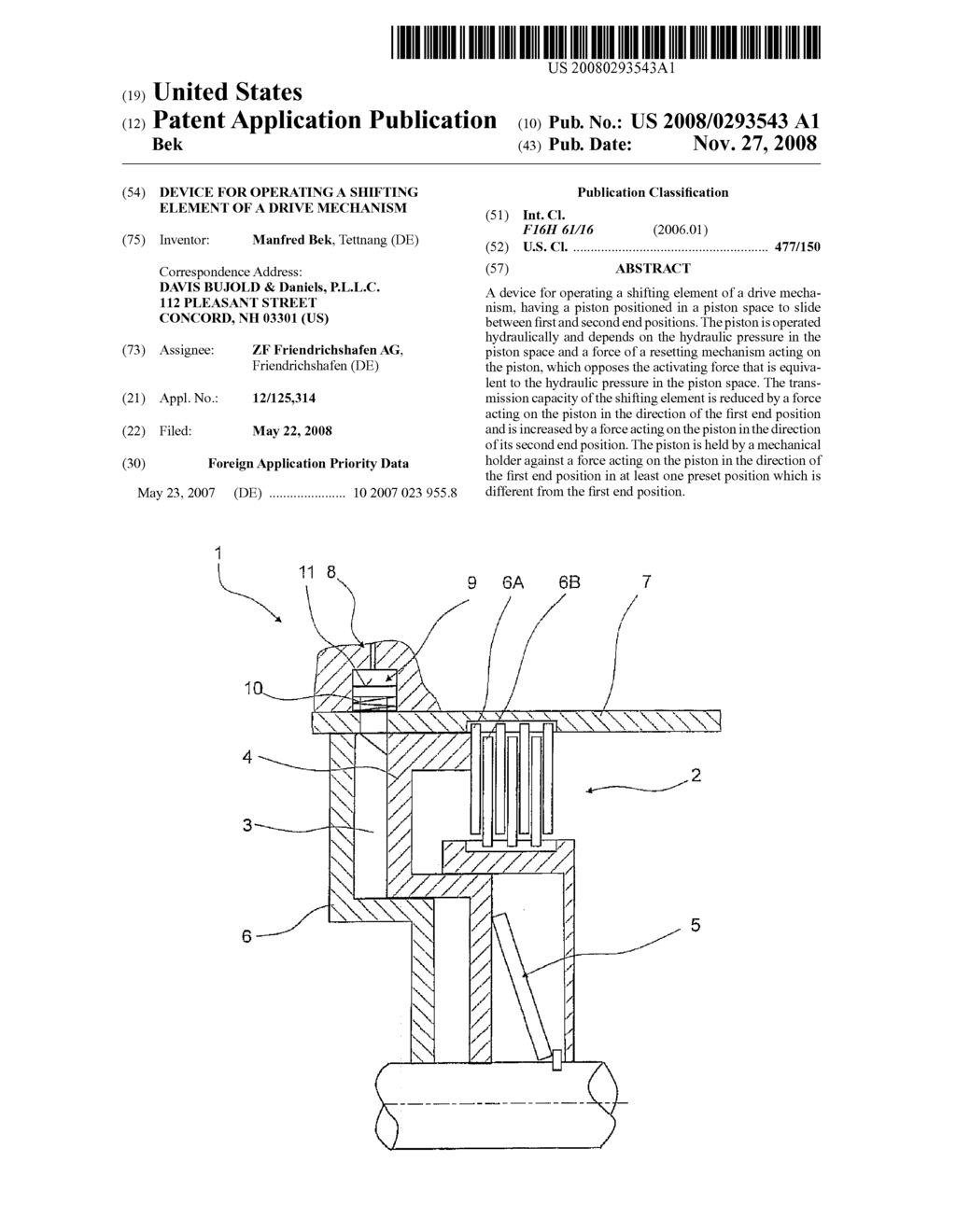 DEVICE FOR OPERATING A SHIFTING ELEMENT OF A DRIVE MECHANISM - diagram, schematic, and image 01