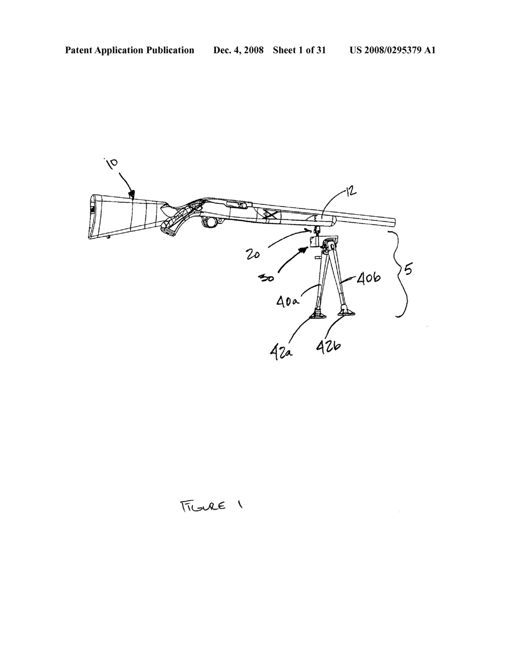 Bipod device for use with a firearm - diagram, schematic, and image 02