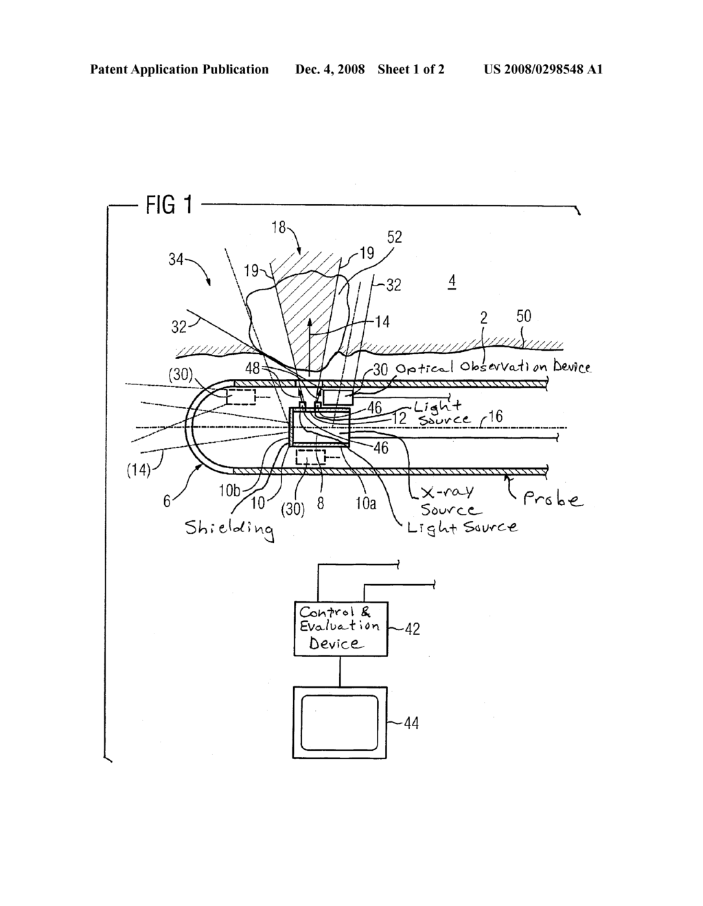 Device for X-Ray Brachytherapy, and Method for Positioning a Probe Introduced Into a Body for X-Ray Brachytherapy - diagram, schematic, and image 02