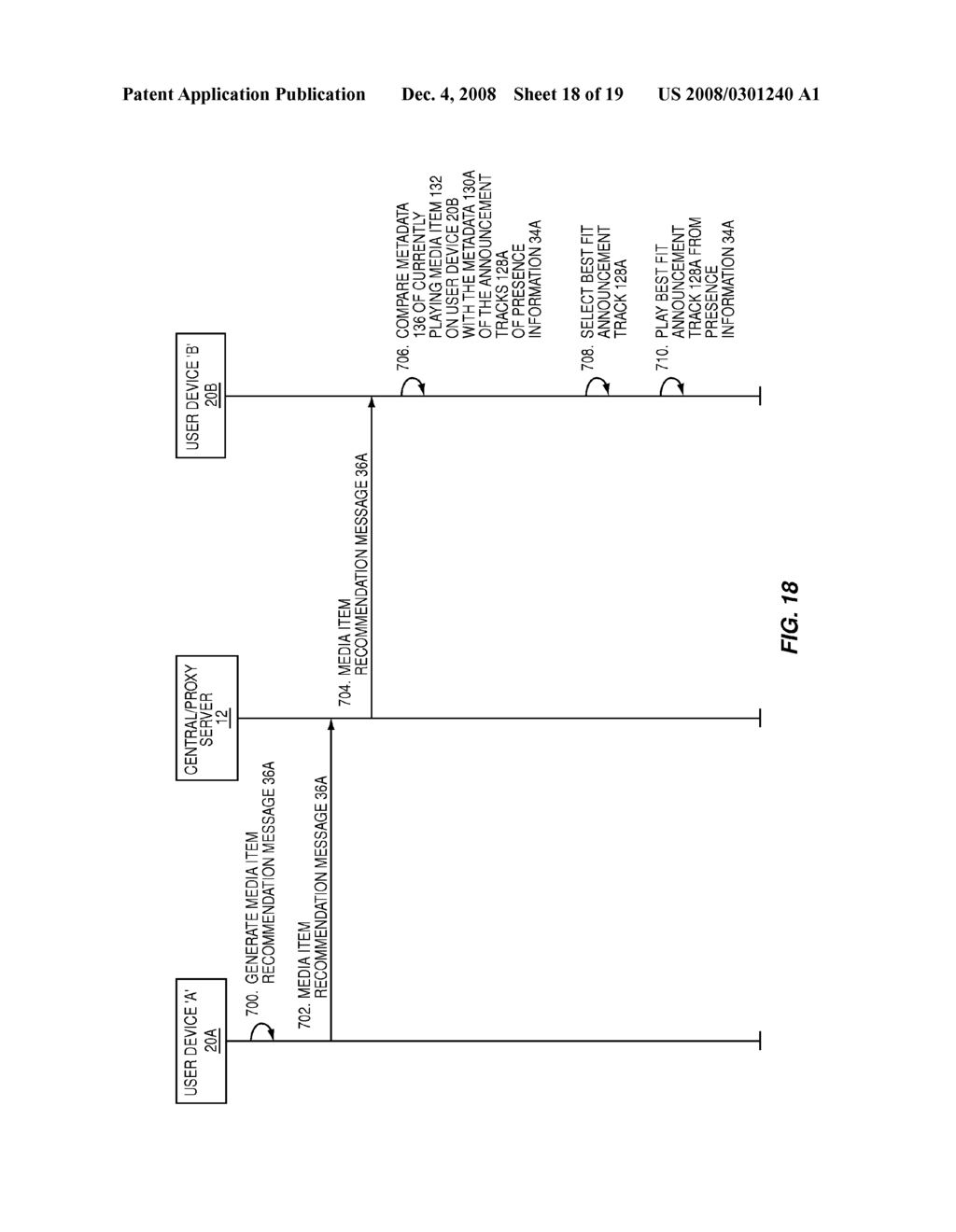 SYSTEM AND METHOD FOR PROPAGATING A MEDIA ITEM RECOMMENDATION MESSAGE COMPRISING RECOMMENDER PRESENCE INFORMATION - diagram, schematic, and image 19
