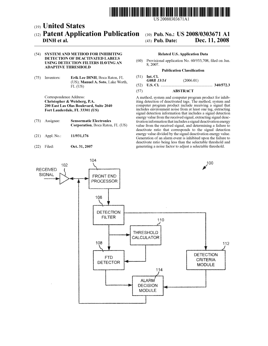 SYSTEM AND METHOD FOR INHIBITING DETECTION OF DEACTIVATED LABELS USING DETECTION FILTERS HAVING AN ADAPTIVE THRESHOLD - diagram, schematic, and image 01