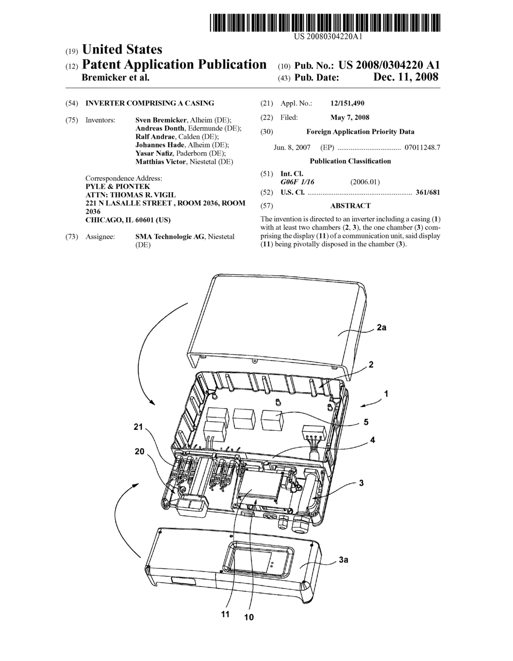 Inverter comprising a casing - diagram, schematic, and image 01