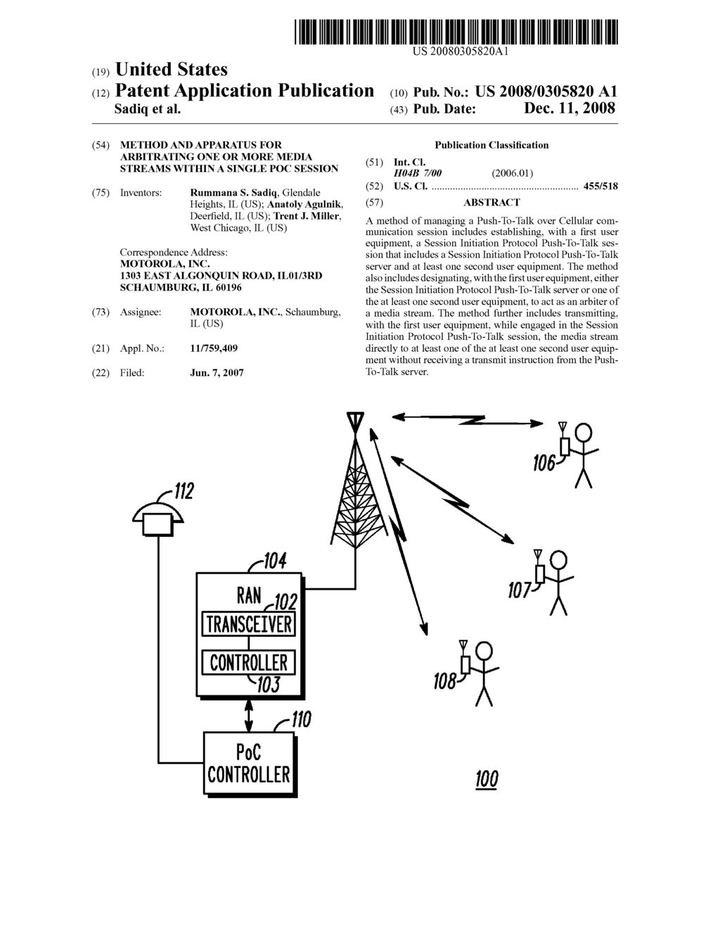 METHOD AND APPARATUS FOR ARBITRATING ONE OR MORE MEDIA STREAMS WITHIN A SINGLE PoC SESSION - diagram, schematic, and image 01