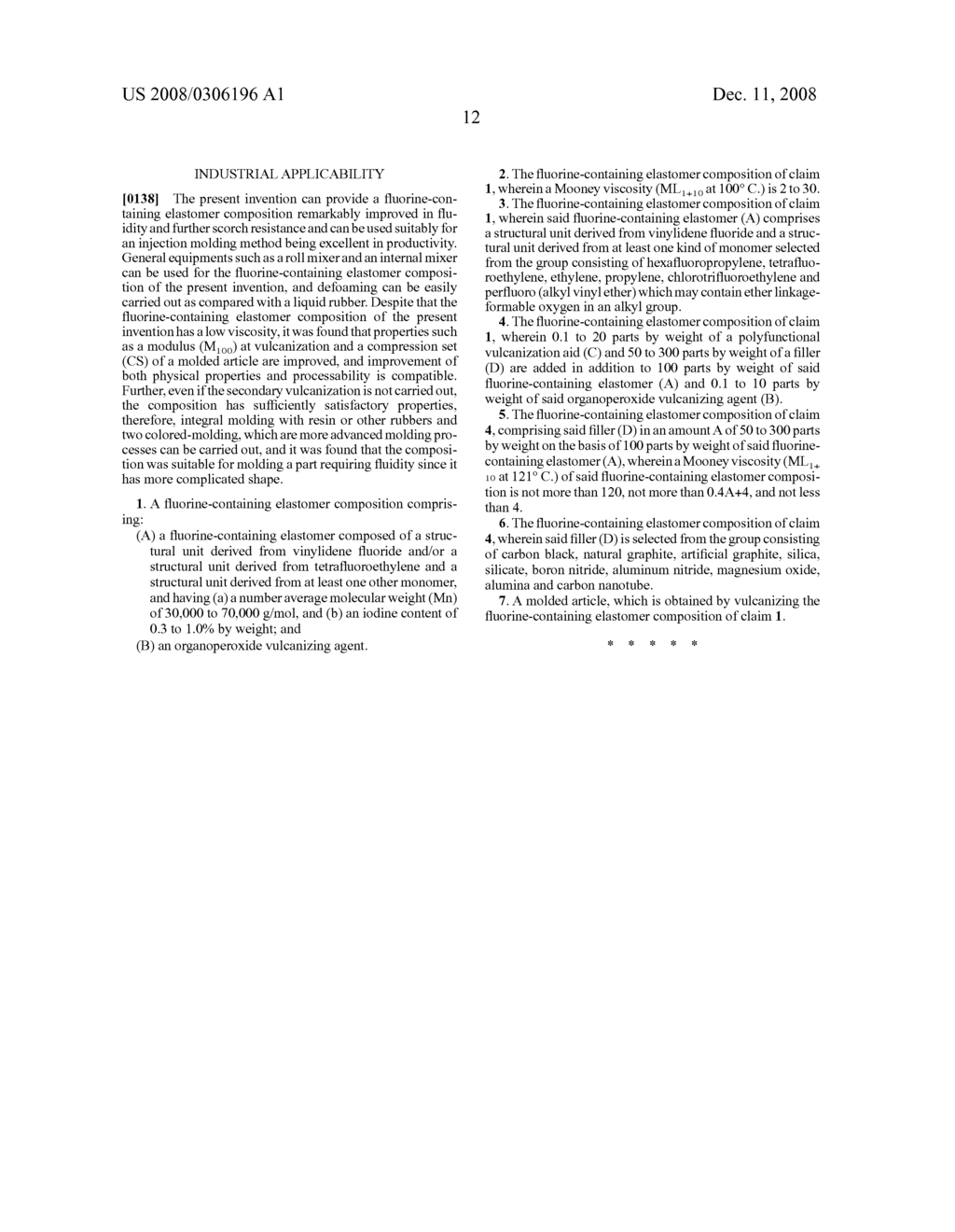 Peroxide-Vulcanizable Fluorine-Containing Elastomer Composition - diagram, schematic, and image 13