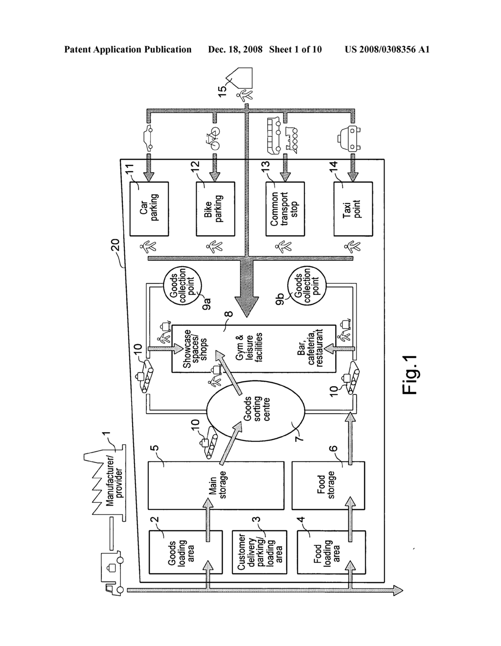 Shopping complex, a method of operating a shopping complex, and a method and system for conveying goods in a shopping complex - diagram, schematic, and image 02