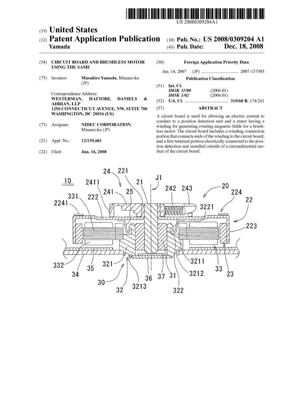 CIRCUIT BOARD AND BRUSHLESS MOTOR USING THE SAME - diagram, schematic, and image 01