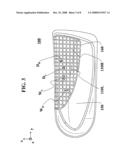 Arch support with a patterned surface diagram and image