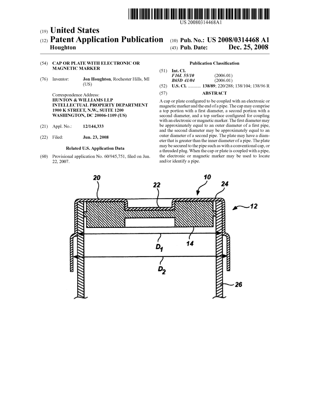 Cap or Plate With Electronic Or Magnetic Marker - diagram, schematic, and image 01