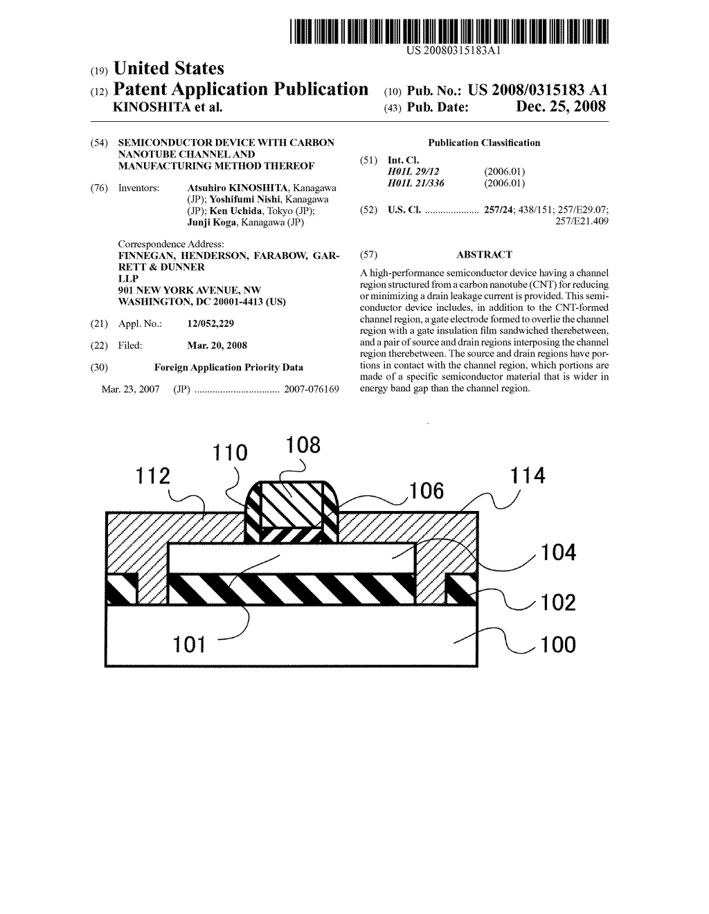 SEMICONDUCTOR DEVICE WITH CARBON NANOTUBE CHANNEL AND MANUFACTURING METHOD THEREOF - diagram, schematic, and image 01