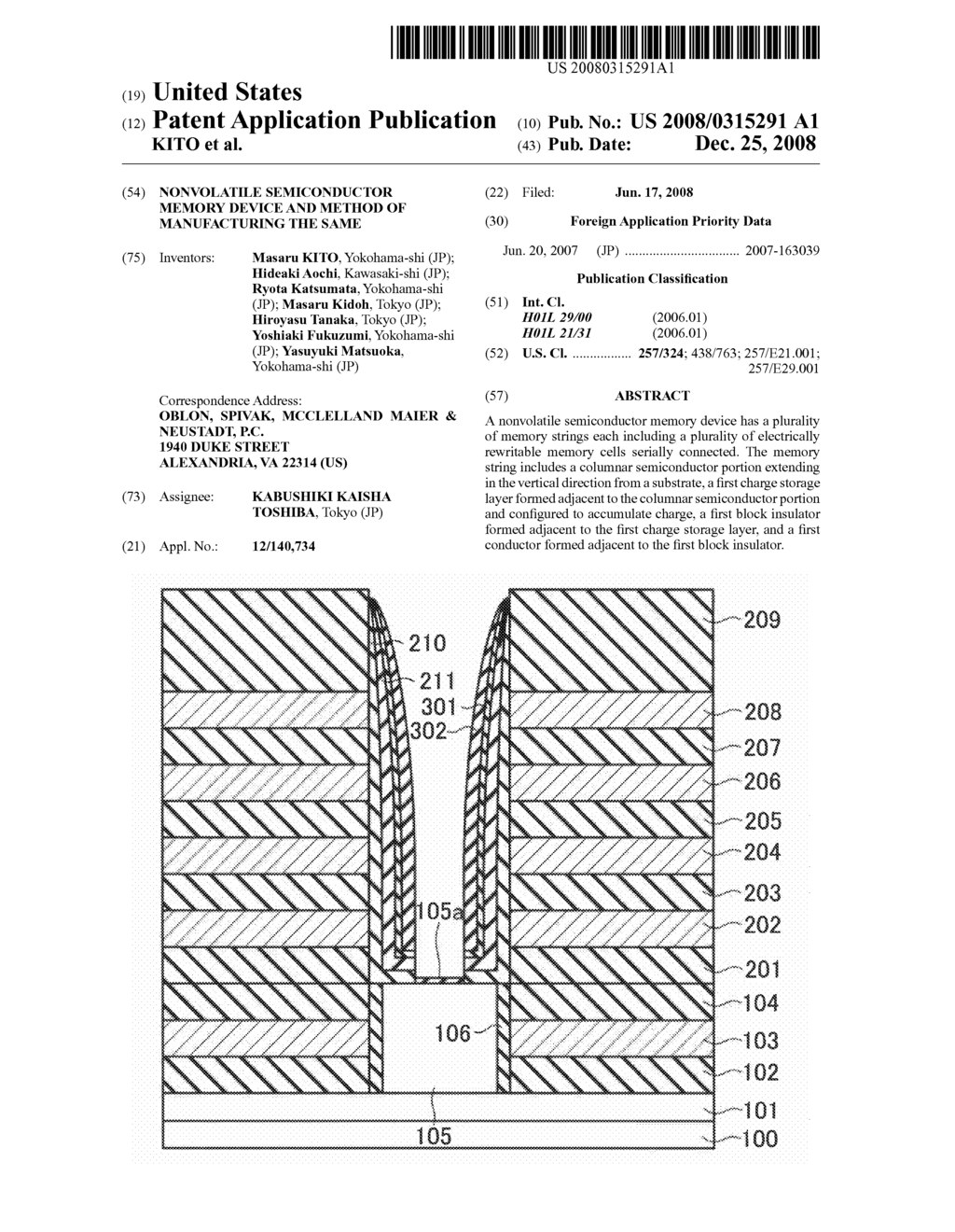 NONVOLATILE SEMICONDUCTOR MEMORY DEVICE AND METHOD OF MANUFACTURING THE SAME - diagram, schematic, and image 01