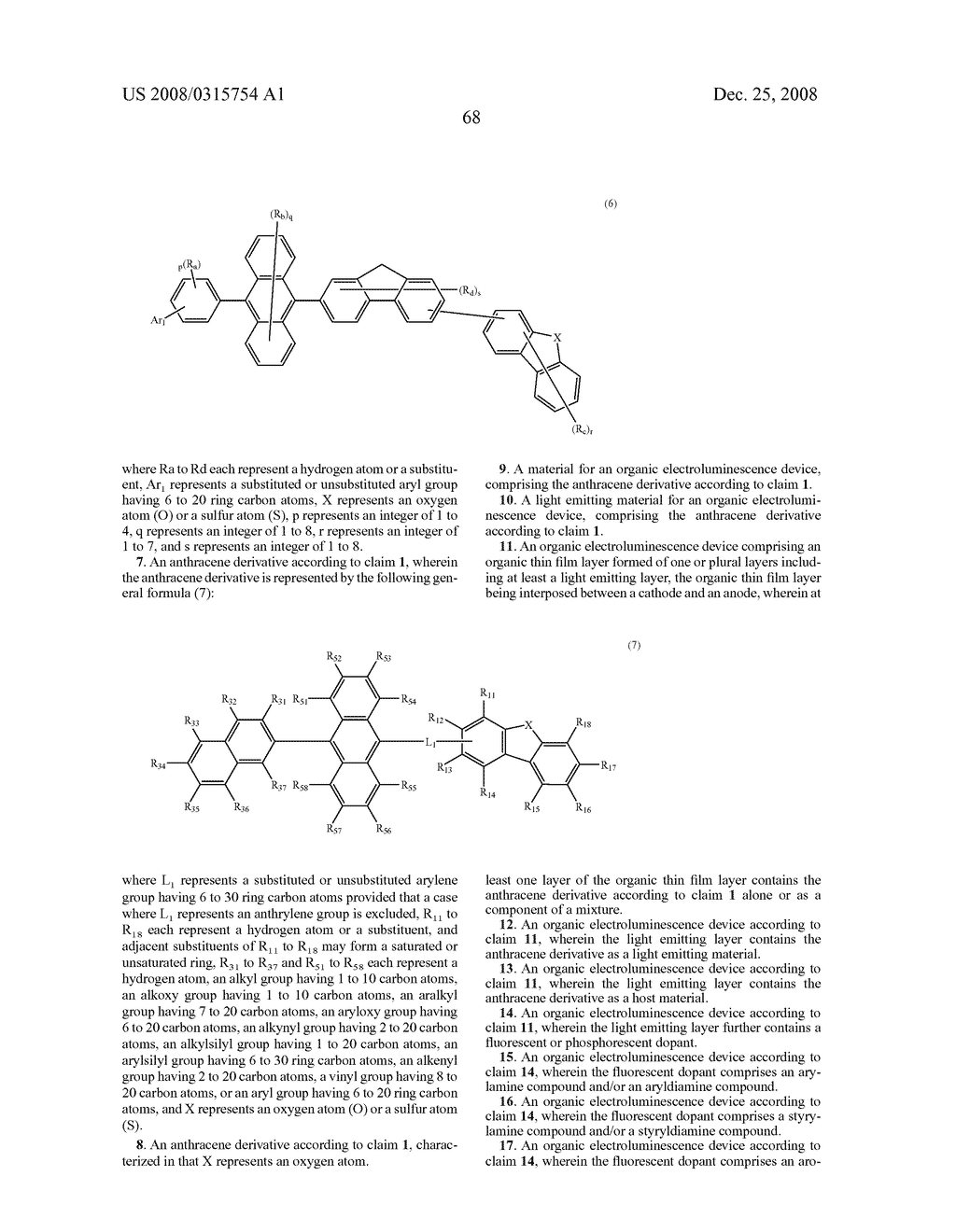 ANTHRACENE DERIVATIVE AND ORGANIC ELECTROLUMINESCENCE DEVICE USING THE SAME - diagram, schematic, and image 69