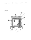 Light-emitting device having openings in electrode diagram and image