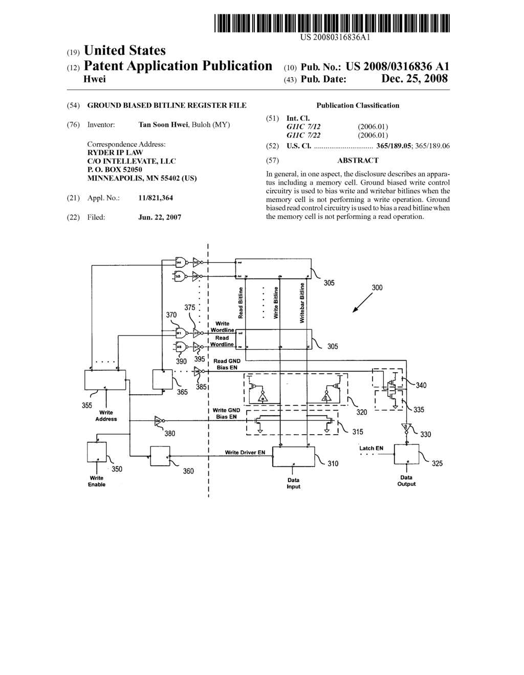 Ground biased bitline register file - diagram, schematic, and image 01