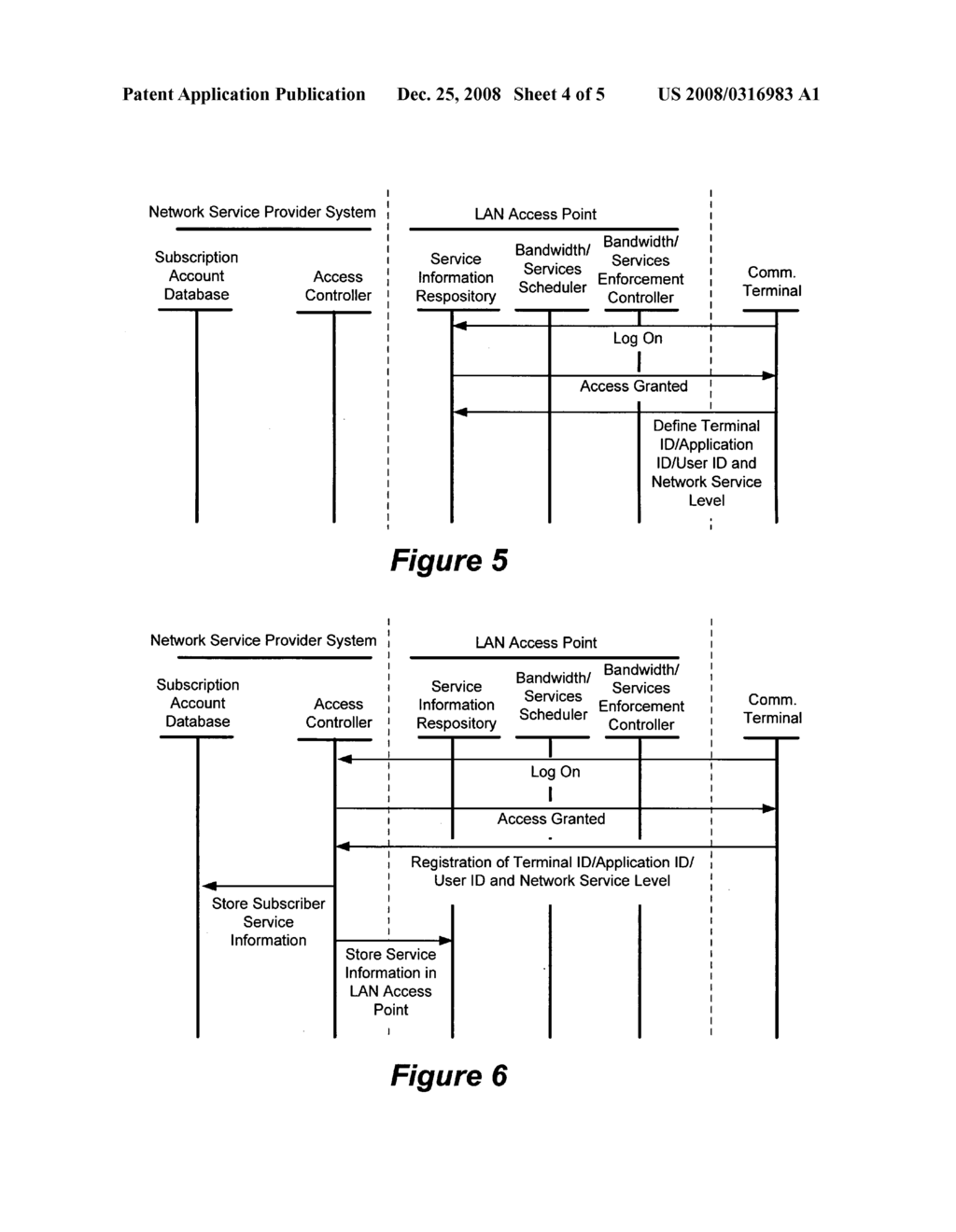 Service information in a LAN access point that regulates network service levels provided to communication terminals - diagram, schematic, and image 05