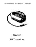 Integrated cradle and adapter for a portable media player to an auxiliary input of a car stereo diagram and image