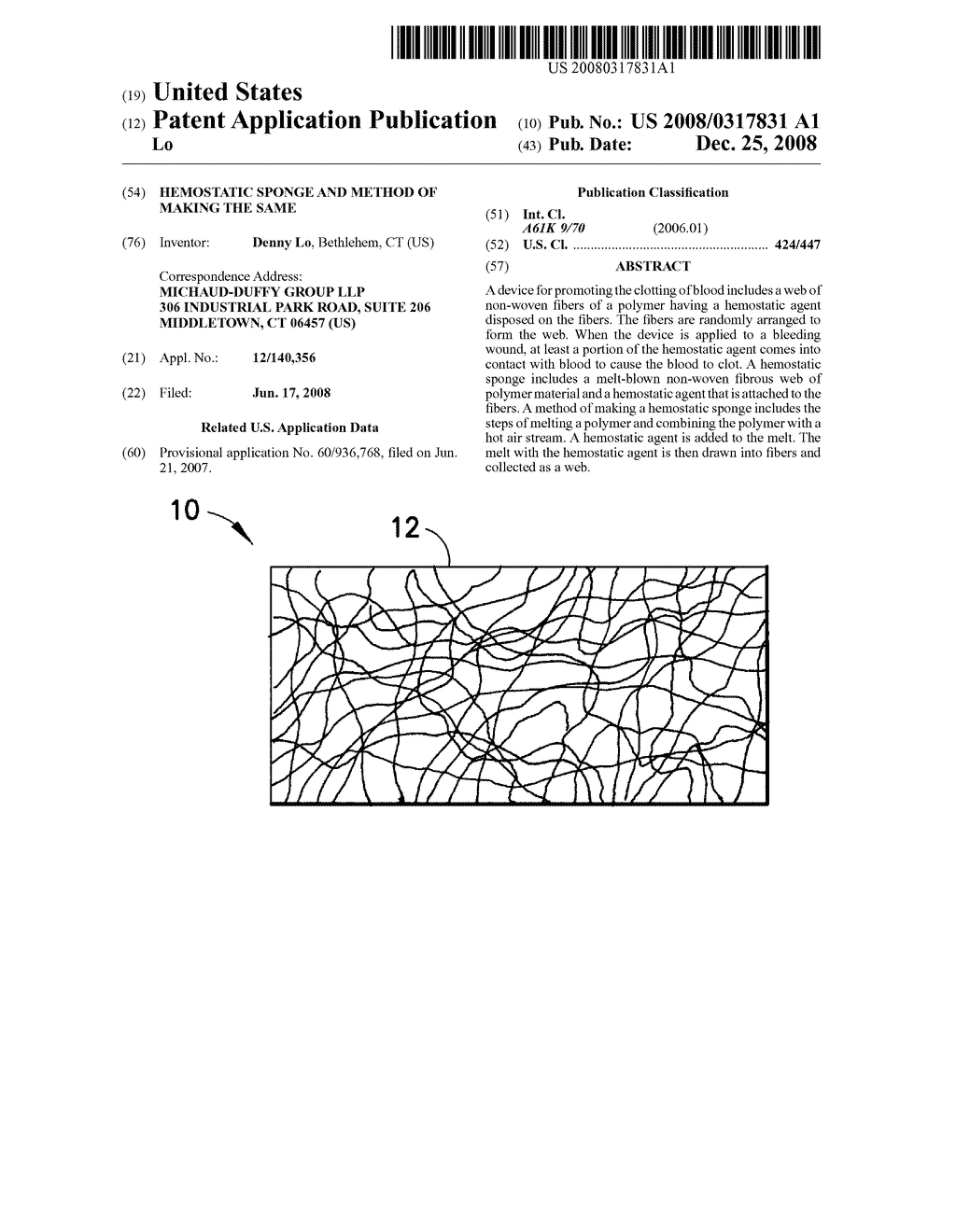 HEMOSTATIC SPONGE AND METHOD OF MAKING THE SAME - diagram, schematic, and image 01