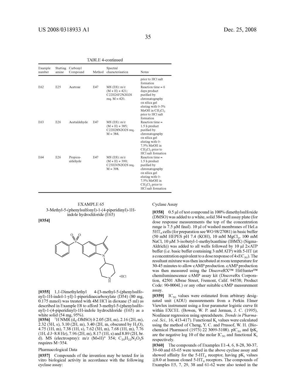 5-Sulfonyl-1-Piperidinyl Substituted Indole Derivatives as 5-Ht6 Receptor Antagonists for the Treatment of Cns Disorders - diagram, schematic, and image 36
