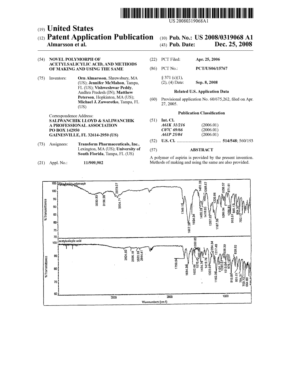 Novel Polymorph of Acetylsalicylic Acid, and Methods of Making and Using the Same - diagram, schematic, and image 01