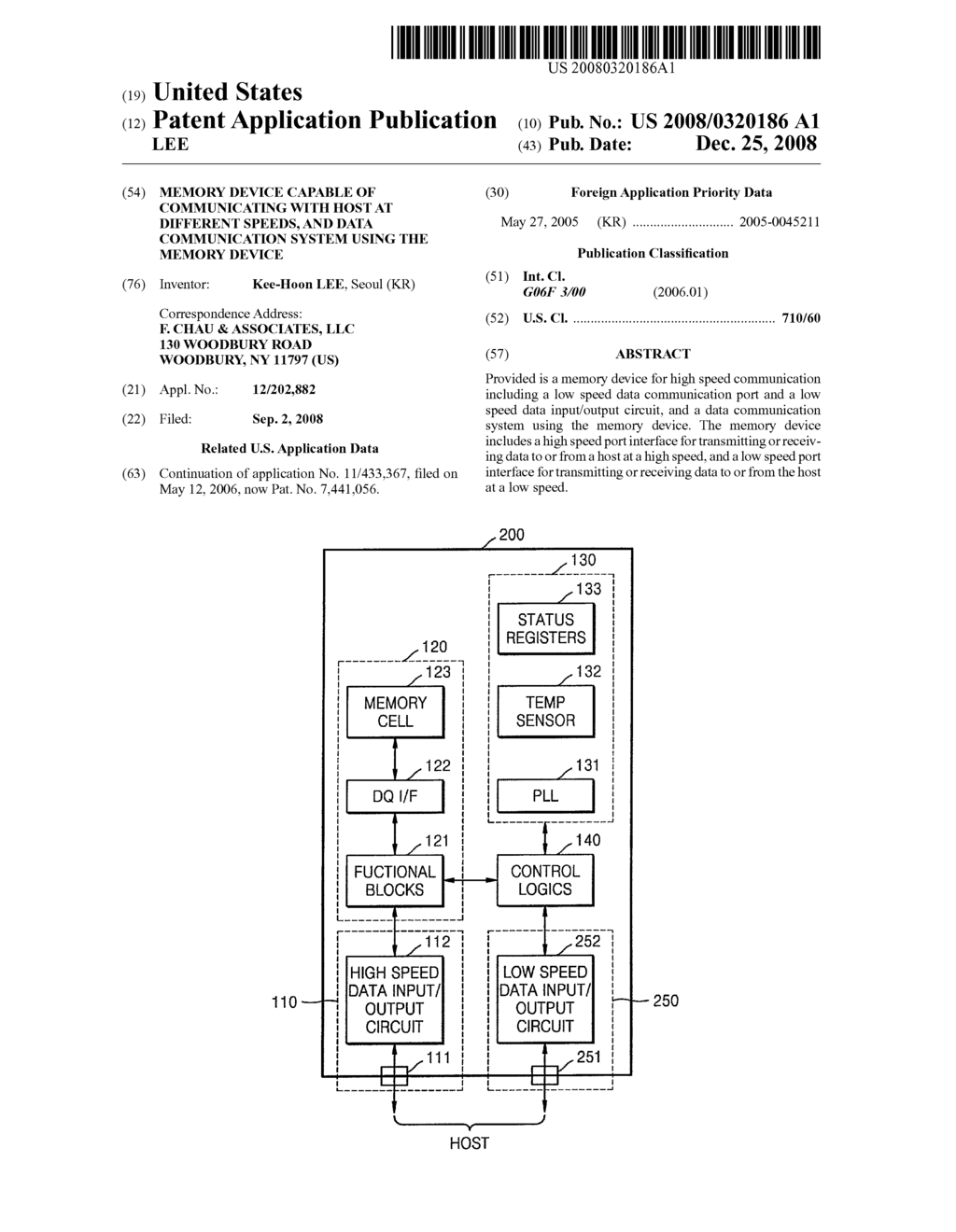 MEMORY DEVICE CAPABLE OF COMMUNICATING WITH HOST AT DIFFERENT SPEEDS, AND DATA COMMUNICATION SYSTEM USING THE MEMORY DEVICE - diagram, schematic, and image 01