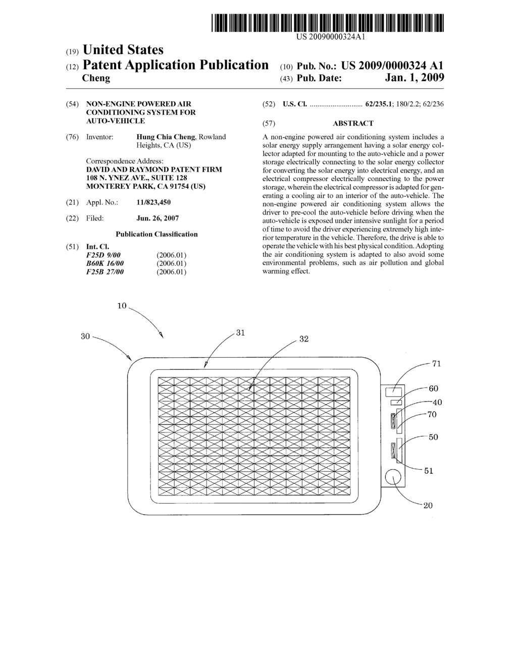 Non-engine powered air conditioning system for auto-vehicle - diagram, schematic, and image 01