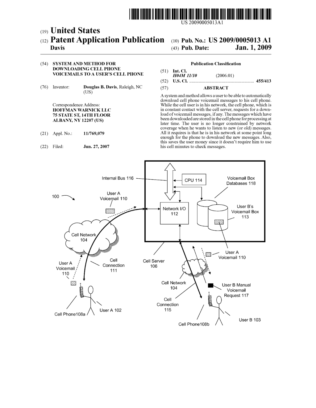 SYSTEM AND METHOD FOR DOWNLOADING CELL PHONE VOICEMAILS TO A USER'S CELL PHONE - diagram, schematic, and image 01