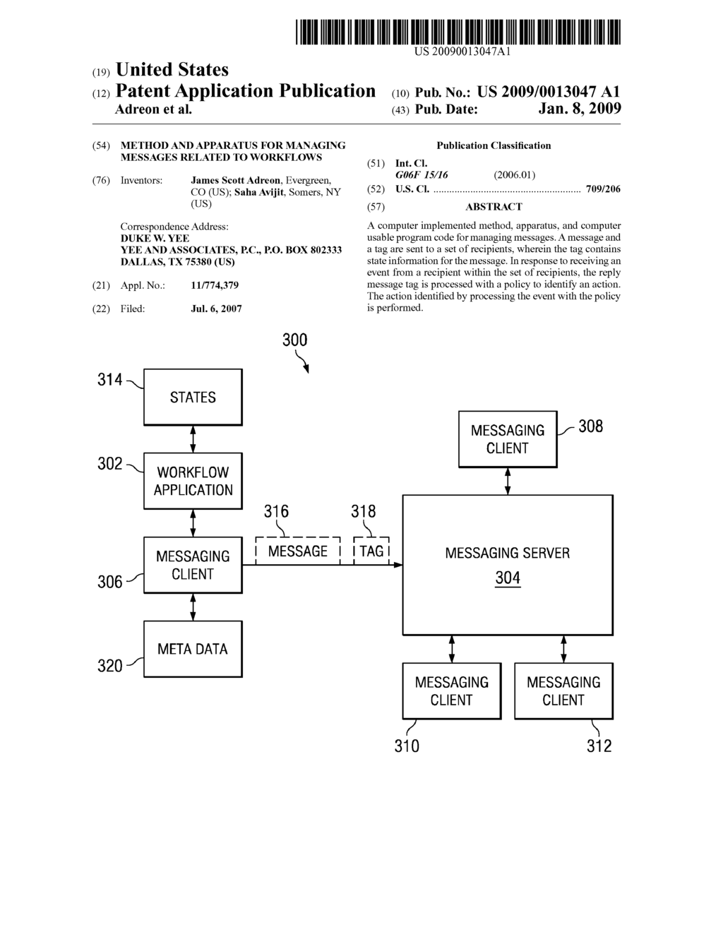 METHOD AND APPARATUS FOR MANAGING MESSAGES RELATED TO WORKFLOWS - diagram, schematic, and image 01