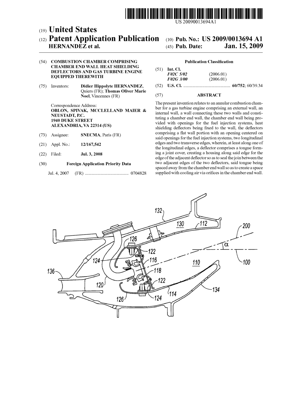 COMBUSTION CHAMBER COMPRISING CHAMBER END WALL HEAT SHIELDING DEFLECTORS AND GAS TURBINE ENGINE EQUIPPED THEREWITH - diagram, schematic, and image 01