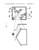 Process for the energy conversion of solar radiation into electric power and heat with colour-selective interference filter reflectors and a concentrator solar collector with colour-selective reflectors as an appliance for applying this process diagram and image