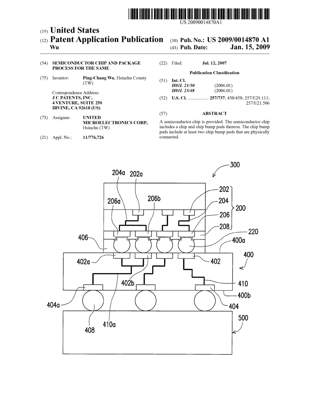 SEMICONDUCTOR CHIP AND PACKAGE PROCESS FOR THE SAME - diagram, schematic, and image 01