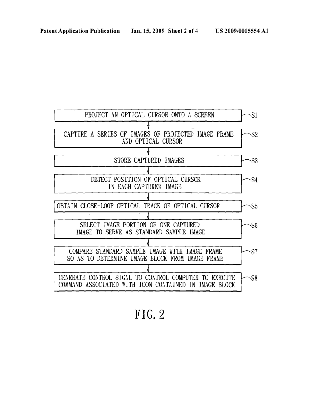 SYSTEM, CONTROL MODULE, AND METHOD FOR REMOTELY CONTROLLING A COMPUTER WITH OPTICAL TRACKING OF AN OPTICAL POINTER - diagram, schematic, and image 03