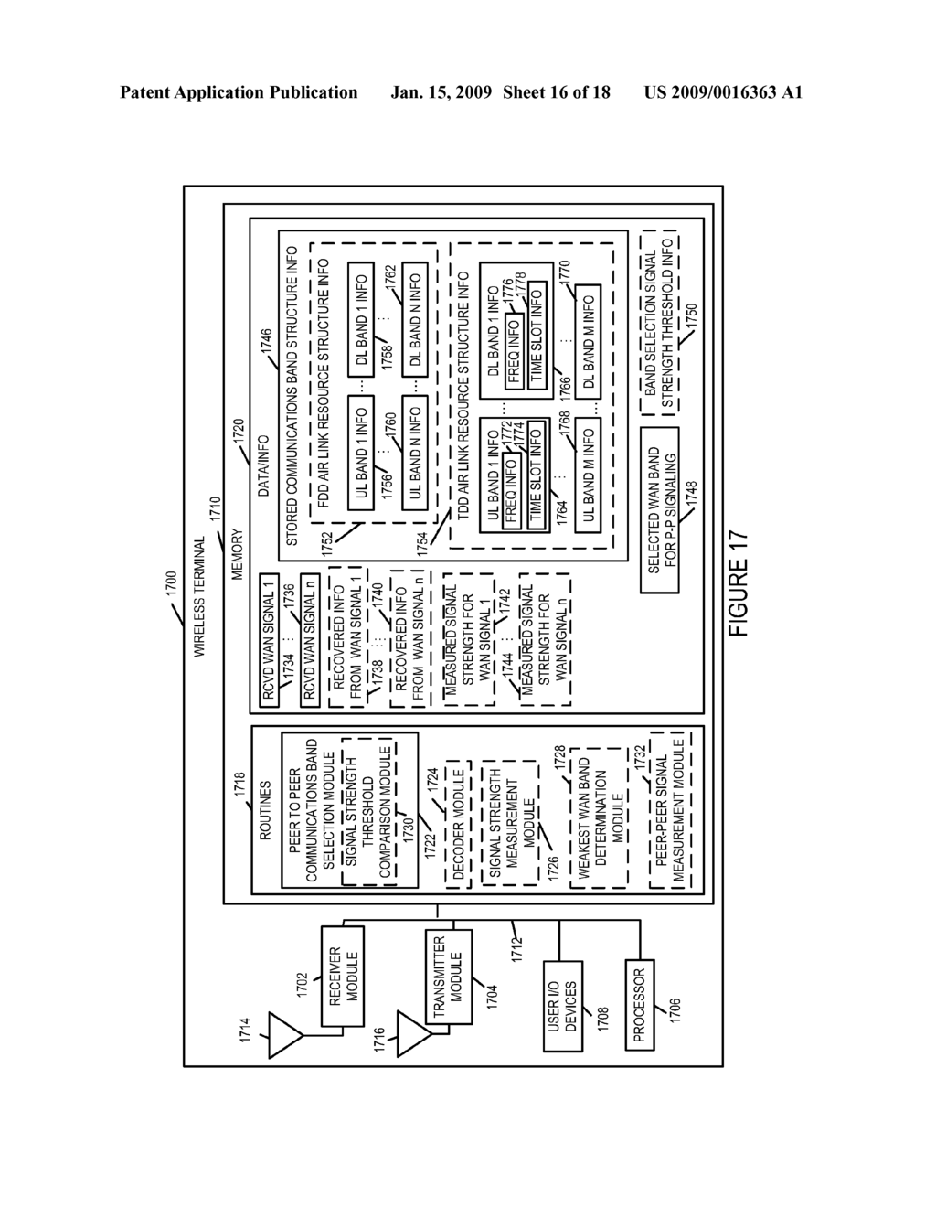 METHODS AND APPARATUS FOR SELECTING AND/OR USING A COMMUNICATIONS BAND FOR PEER TO PEER SIGNALING - diagram, schematic, and image 17