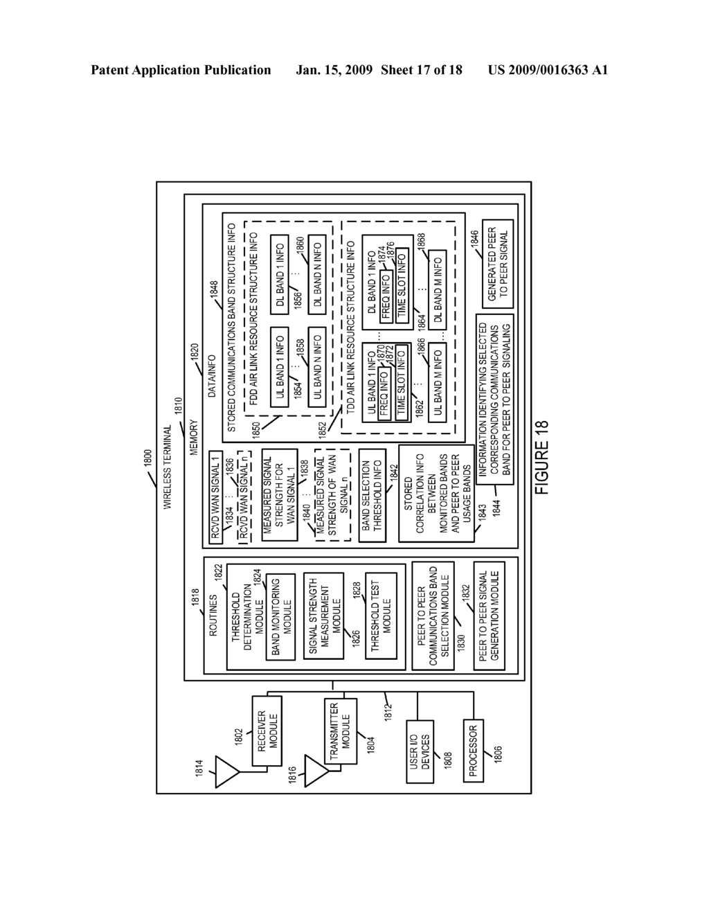 METHODS AND APPARATUS FOR SELECTING AND/OR USING A COMMUNICATIONS BAND FOR PEER TO PEER SIGNALING - diagram, schematic, and image 18