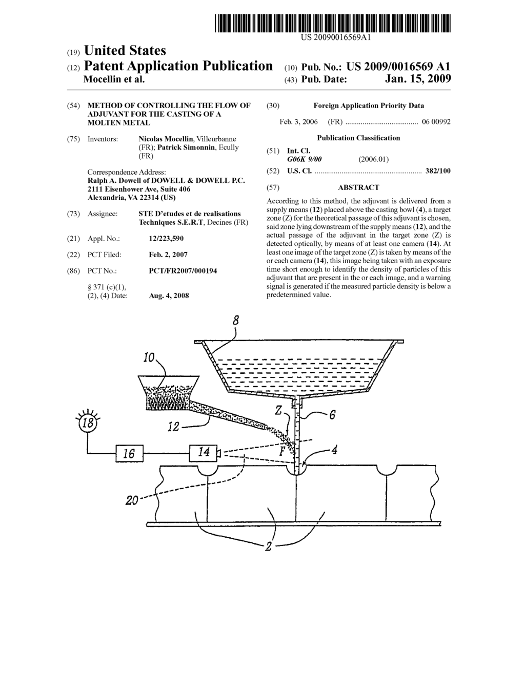 Method of Controlling the Flow of Adjuvant for the Casting of a Molten Metal - diagram, schematic, and image 01