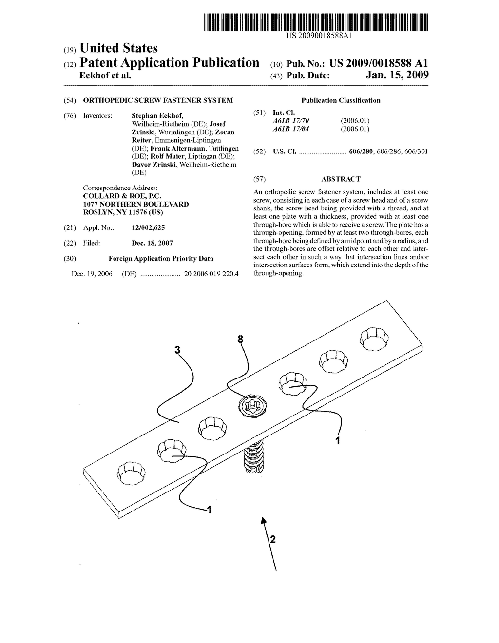 Orthopedic screw fastener system - diagram, schematic, and image 01