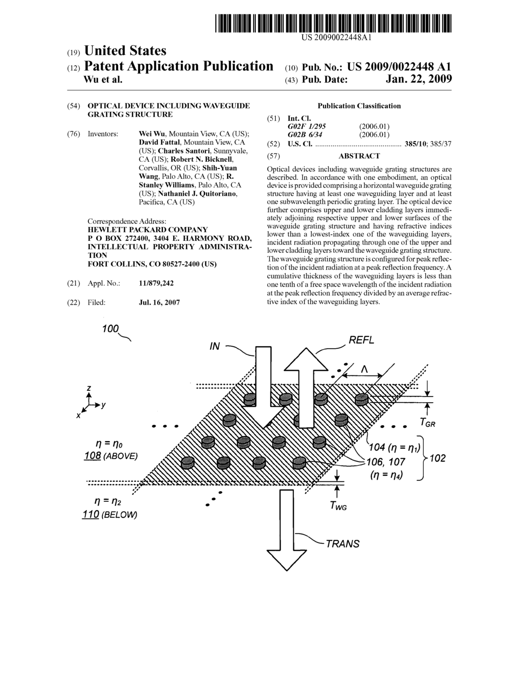 Optical device including waveguide grating structure - diagram, schematic, and image 01